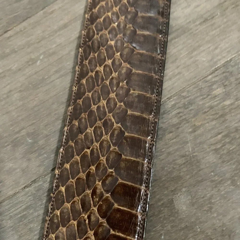 Rj Foley Womens Solid Brown Genuine Snakeskin Belt